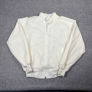 Vintage Hartwell Windbreaker Jacket XL White Made in USA Full Zip Raglan Sleeve